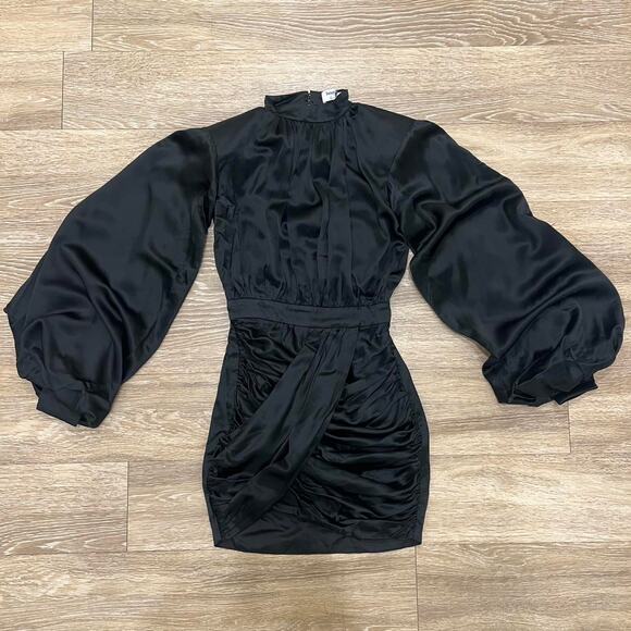 House of CB Dresses & Skirts - House of CB ‘Khristen’ Black Balloon Sleeve Blouson Drape Dress